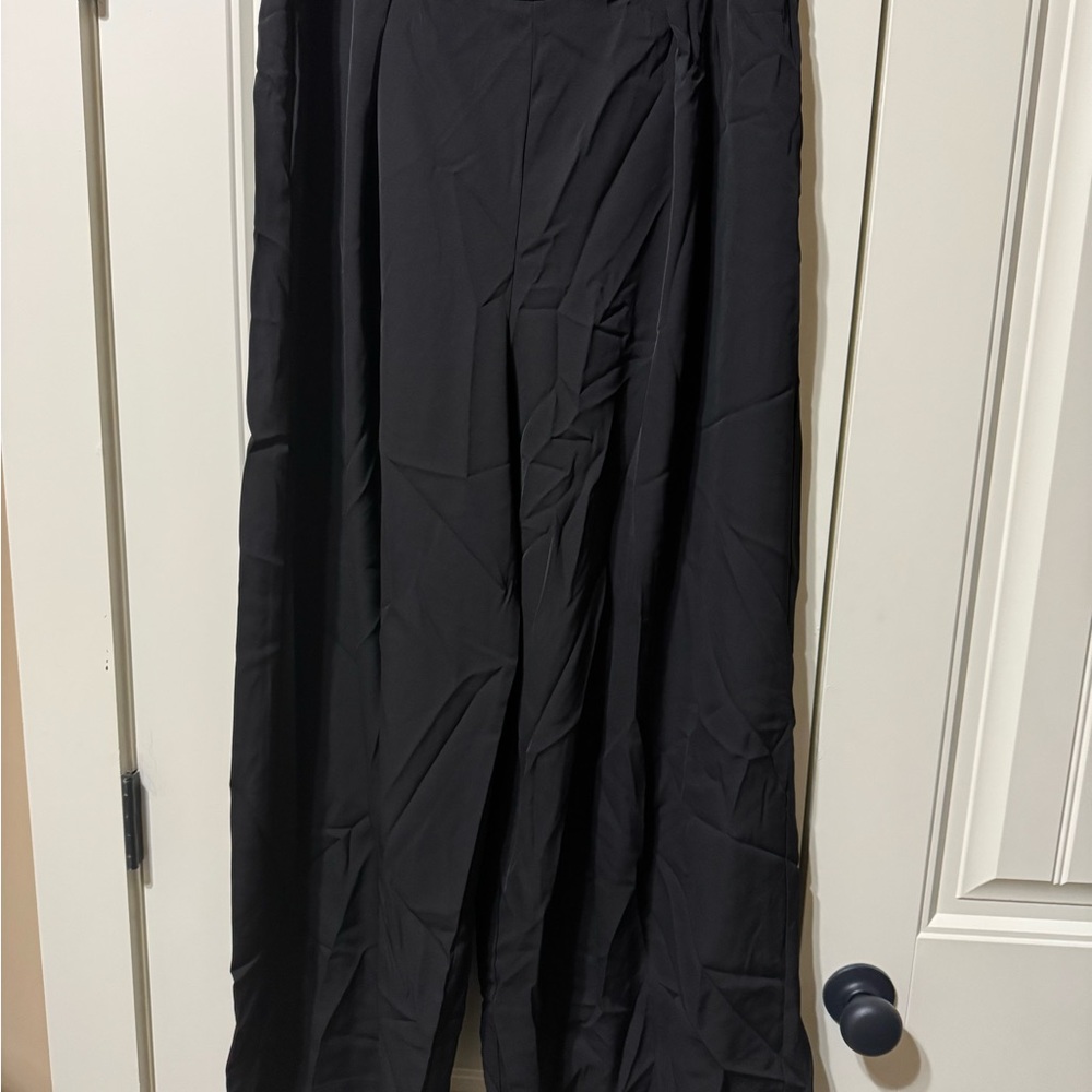 Halara Black Wide-Leg Waffle Pants